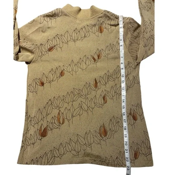 Vintage Sheng Yea V-Neck Button Front Cardigan Sweater Beige Floral Pit18 L23 - Picture 8 of 10